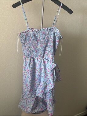 Vero Moda Henna Floral Wrap Tie Mini Dress Smocked Bodice Boho Women’s Medium